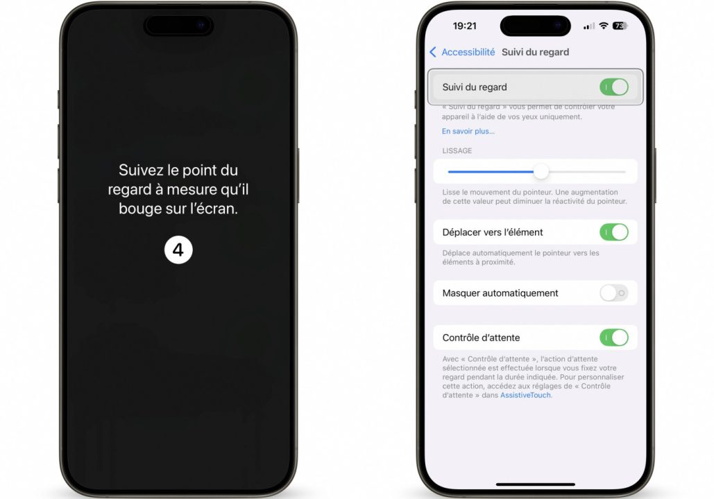 iOS 18 Controle iPhone Yeux Suivi Regard