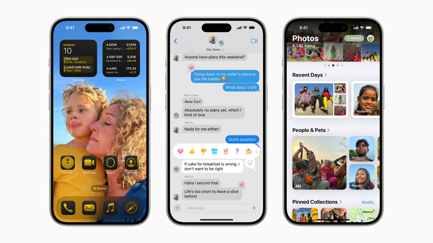 iOS 18 Ecran Accueil iPhone Messages Tapback Photos
