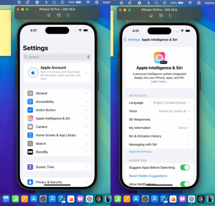 Apple Intelligence iOS 18 Beta 3 Simulateur