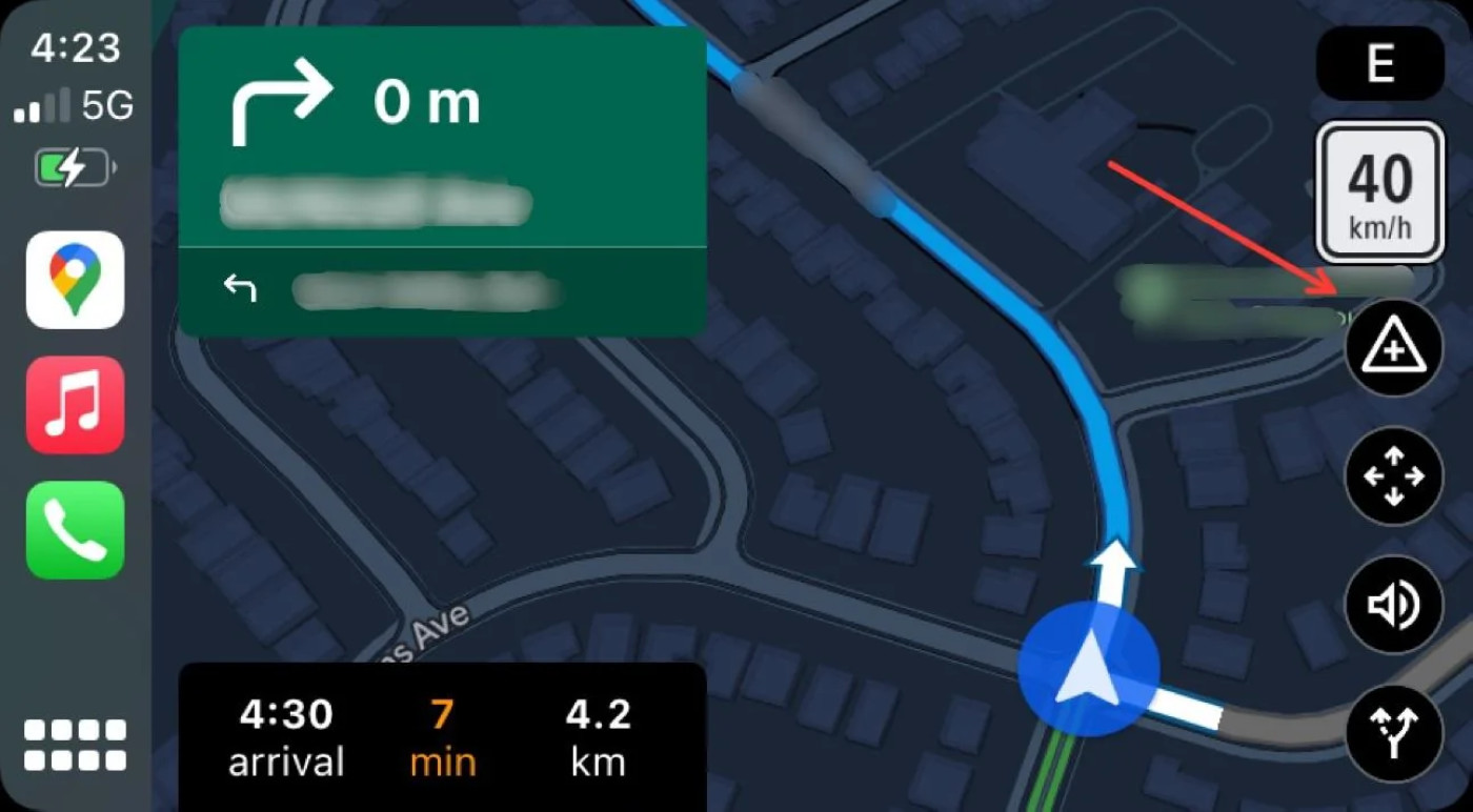 Google Maps CarPlay Signalements