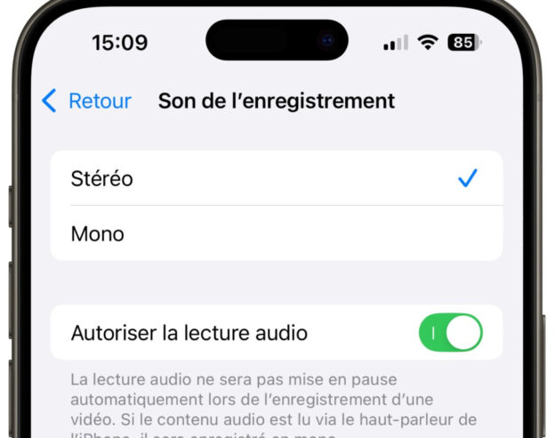 iOS 18 Reglage Lecture Audio Pendant Enregistrement Video