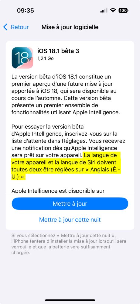 iOS 18.1 Beta 3 Apple Intelligence Region