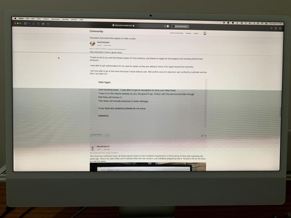 iMac M1 Bug Ecran Lignes Horizontales