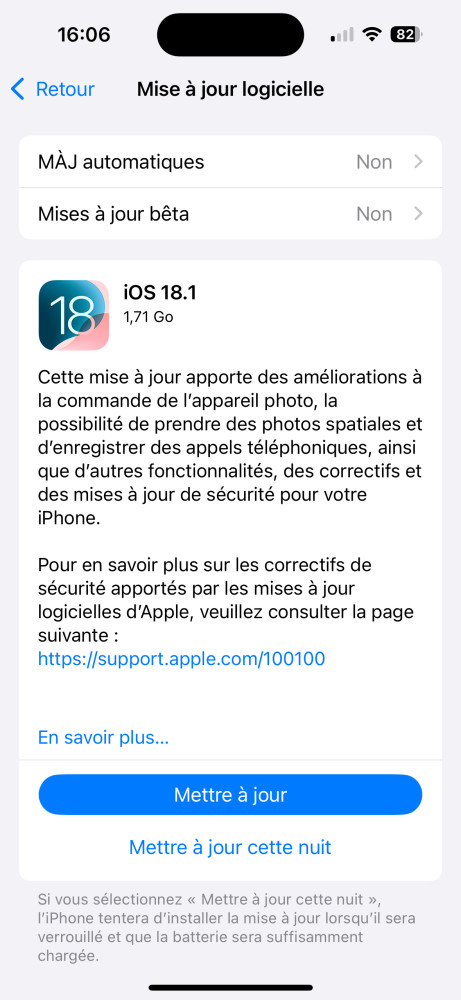 iOS 18.1 Disponible