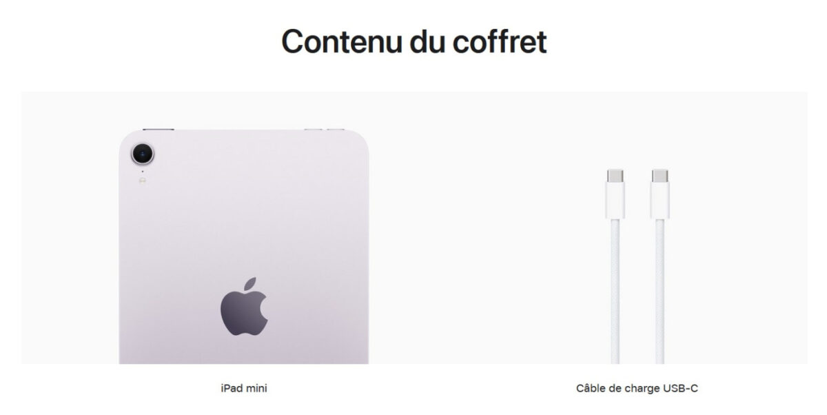 iPad mini 7 Contenu Boite