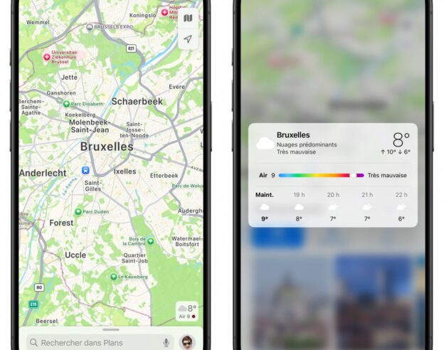 Image Apple Météo et Plans affichent la qualité de l’air dans de nouveaux pays, dont la Belgique et la Suisse