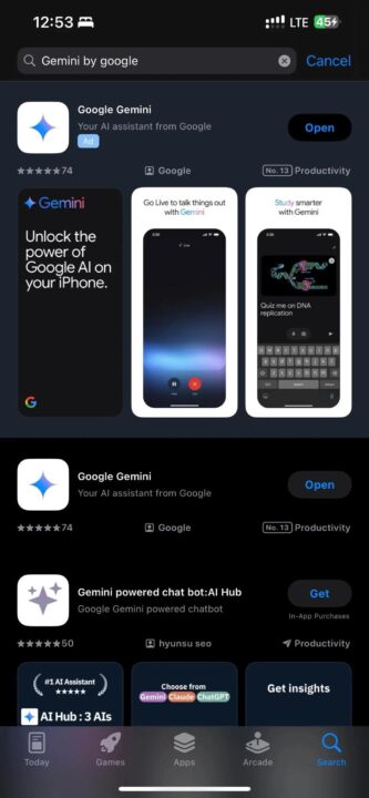 Google Gemini app