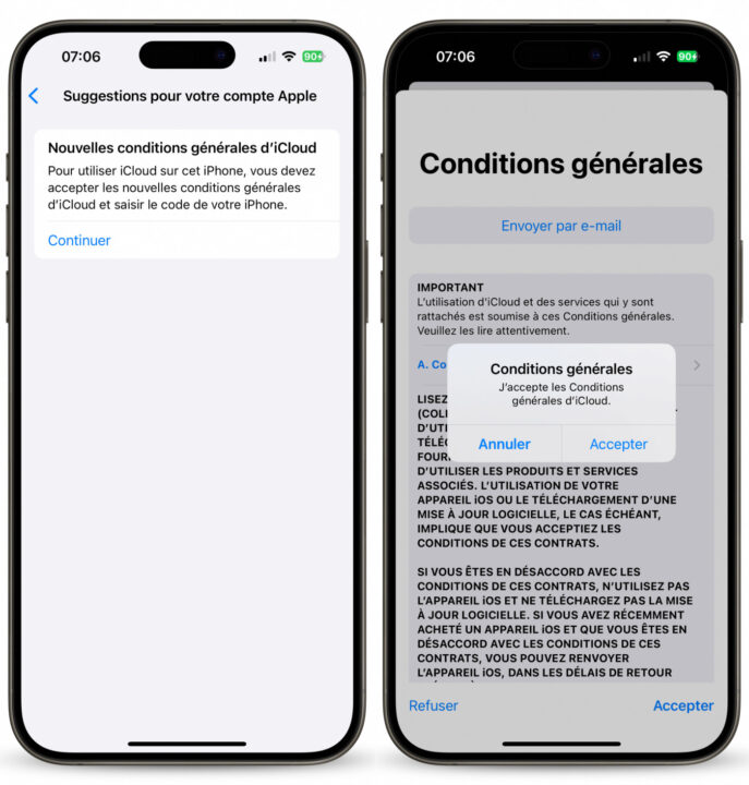 iCloud Nouvelles Conditions Generales