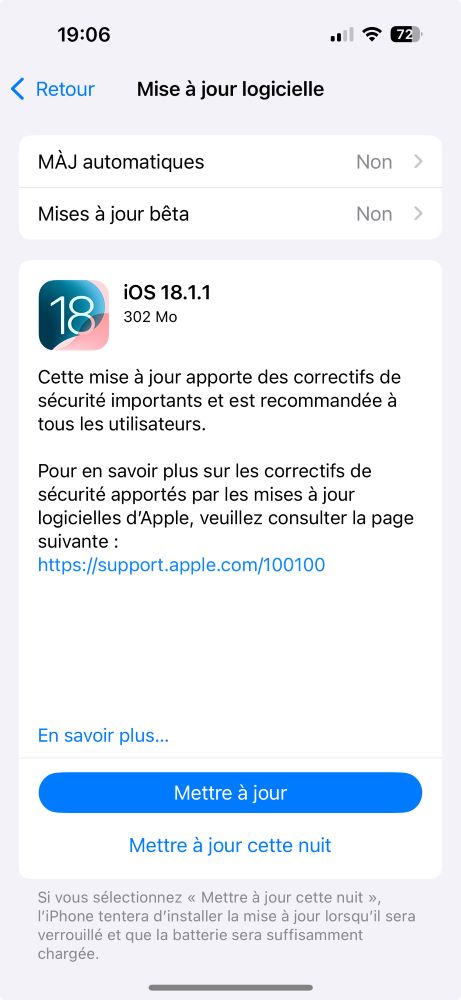 iOS 18.1.1 Disponible