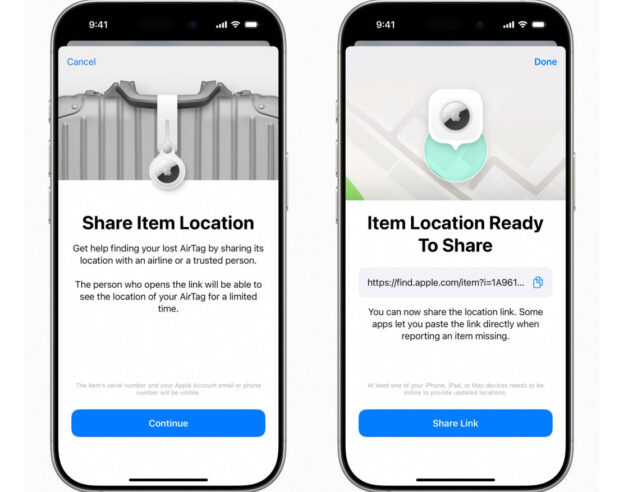 iOS 18.2 Localiser Partage Localisation Objet AirTag Lien
