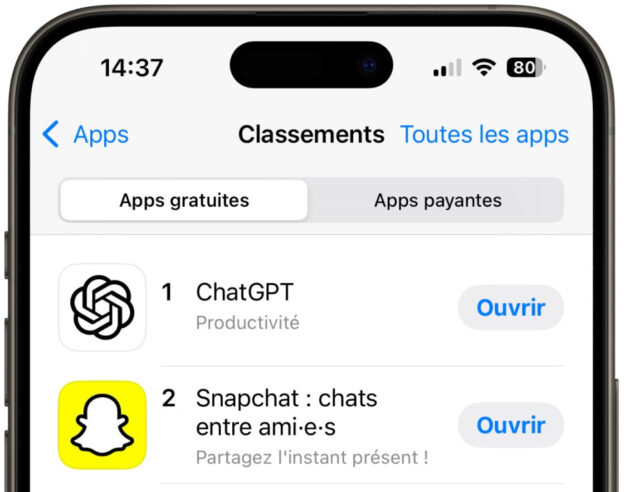 Image App Store et Noël : les applications les plus téléchargées sont l’IA et les réseaux sociaux