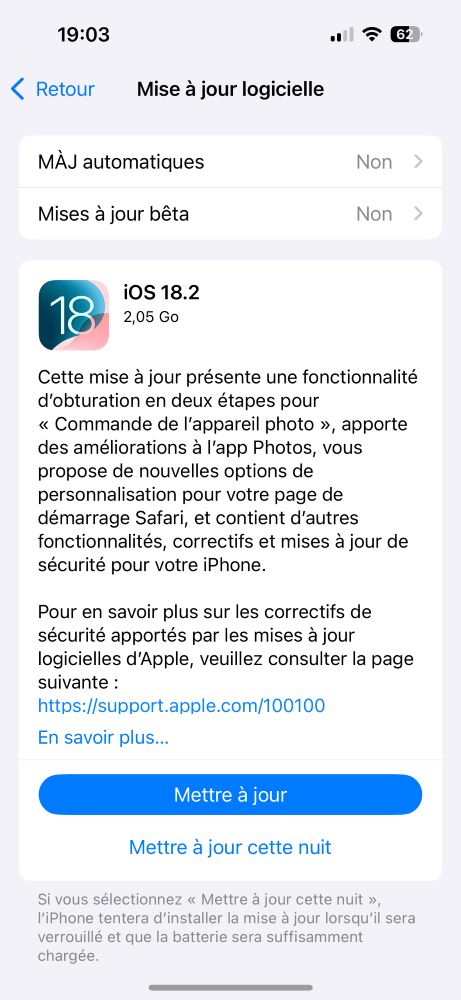 iOS 18.2 Disponible