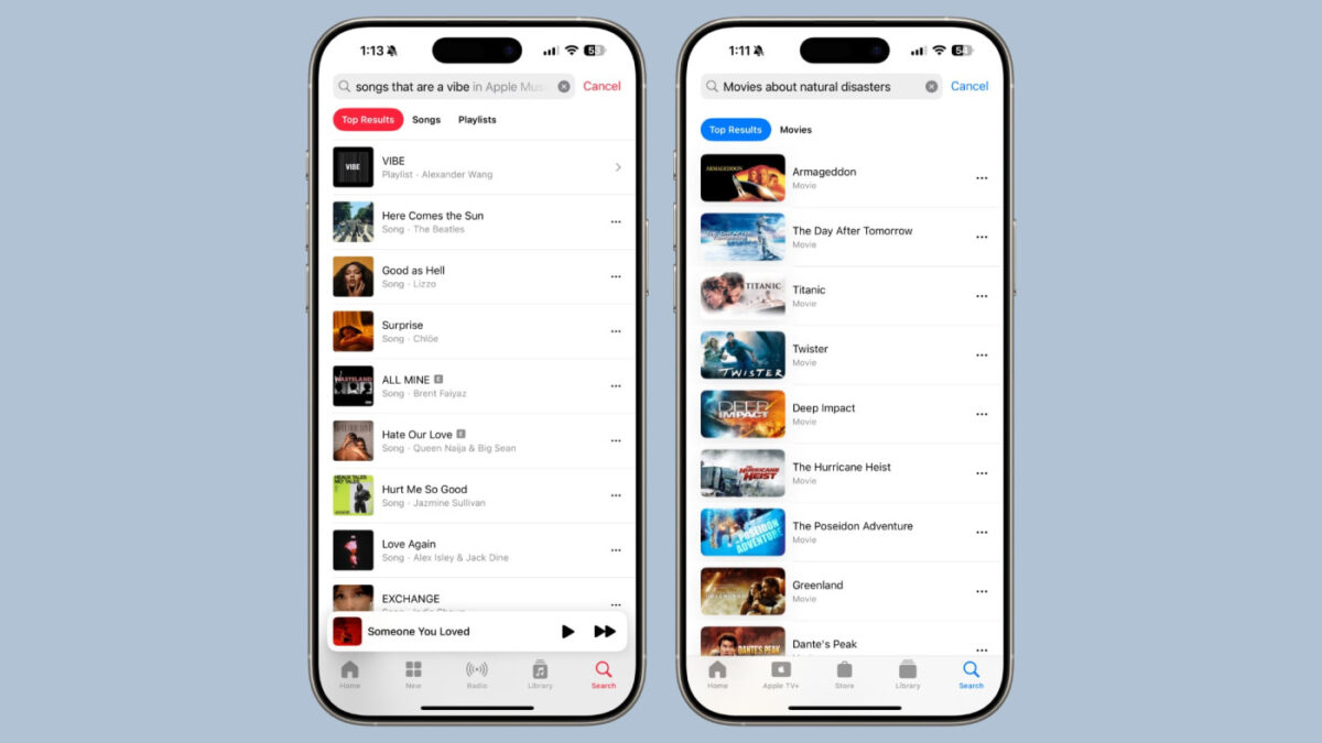 iOS 18.2 Recherche Langage Naturel Apple Music Apple TV Applications