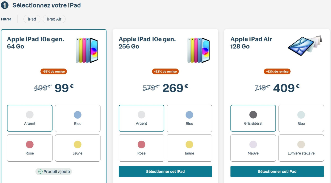 Les iPad dès 99€ chez Bouygues Telecom avec les offres fibre