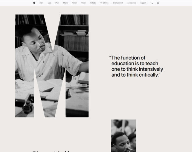 Image Apple rend hommage à Martin Luther King Jr sur son site