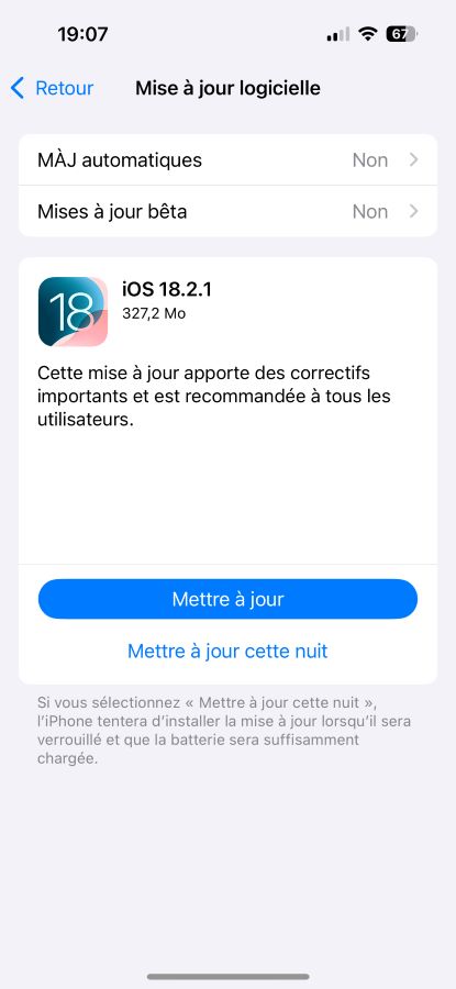 iOS 18.2.1 Disponible