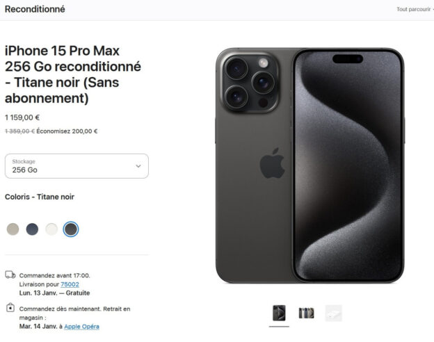 Image Apple propose les iPhone 15 Pro reconditionnés sur son refurb