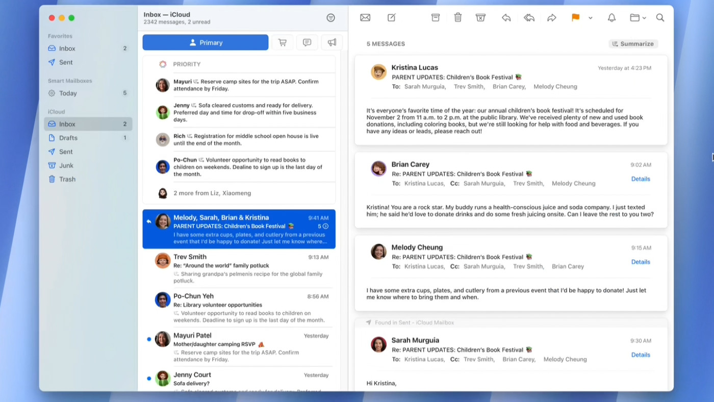 La nouvelle interface de l’app Mail d’Apple va arriver sur Mac avec macOS 15.4