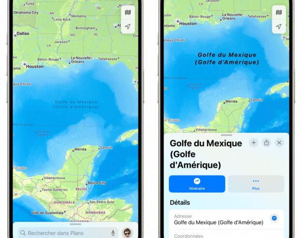 image de l'article Apple Plans renomme aussi à l’international le golfe du Mexique en golfe d’Amérique, avec une subtilité