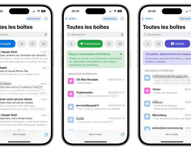 Application Mail iPhone Nouvelle Interface Francais