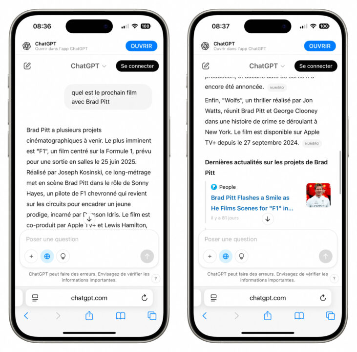 ChatGPT Moteur de Recherche Safari iPhone 2