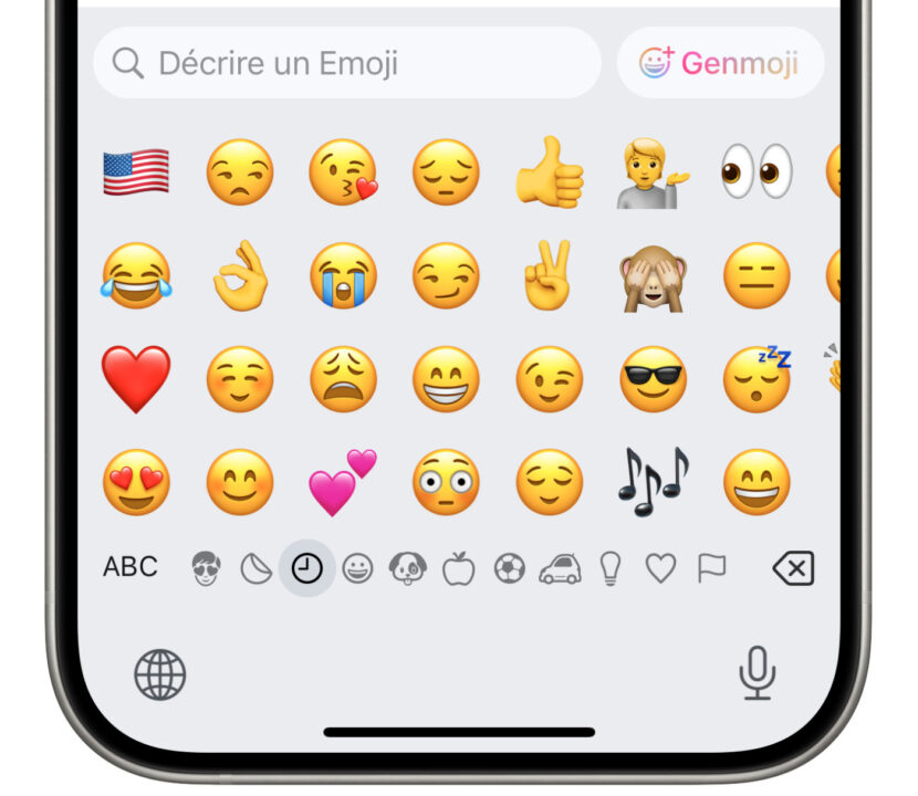 iOS 18.4 Beta Bouton Genmoji