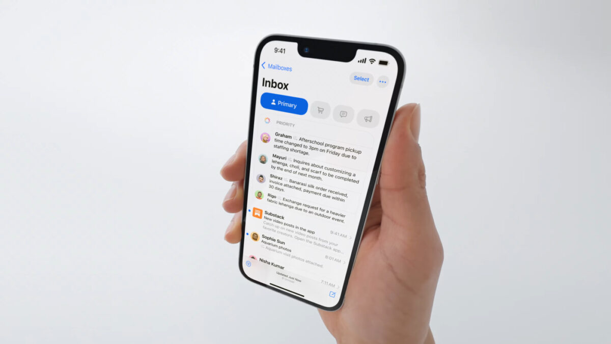 iPhone 16e Application Mail Nouvelle Interface Priorite