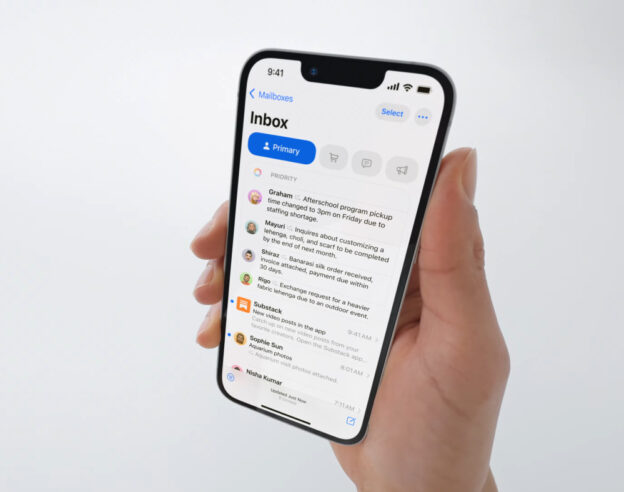 iPhone 16e Application Mail Nouvelle Interface Priorite