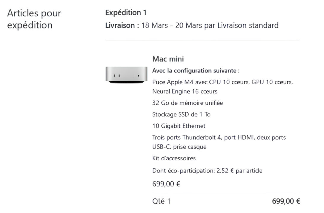 Erreur Prix Mac mini M4 Apple Store