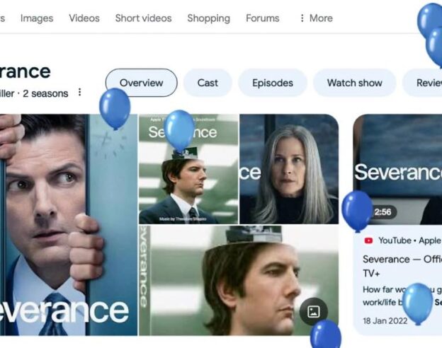 Image Severance : Google tease l’épisode final avec une pluie de ballons bleus