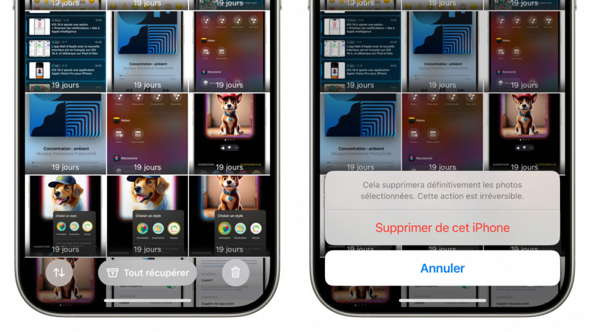 iOS 18.4 Beta 2 Photos Supprimees Boutons Supprime Recuperer