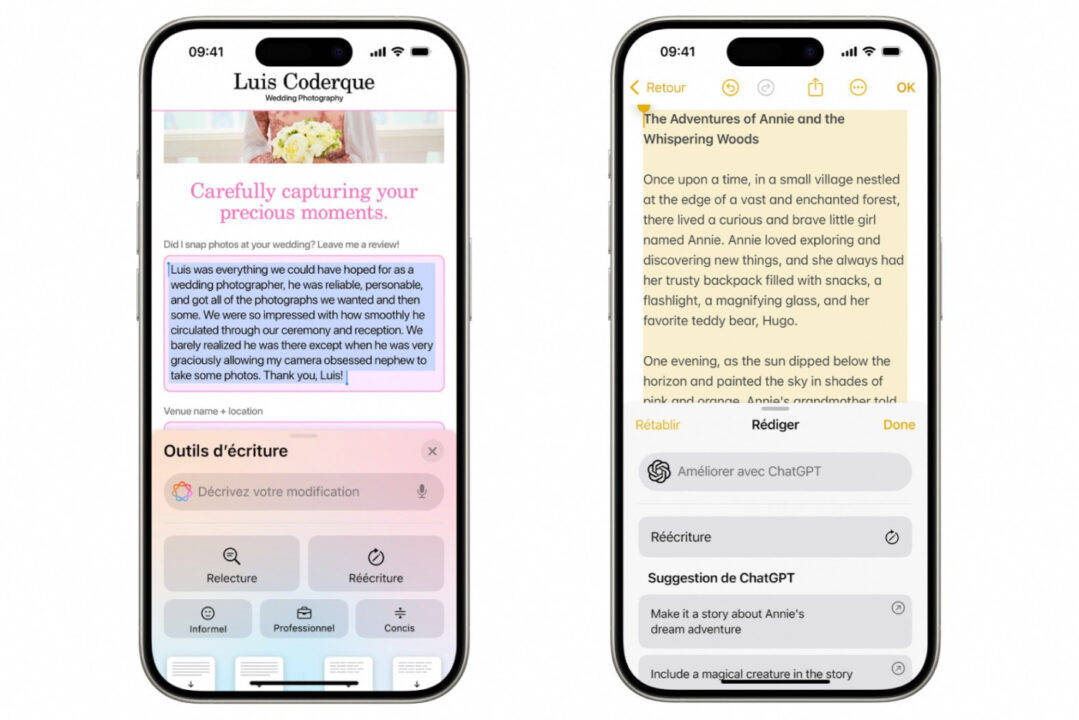 Apple Intelligence Outils Ecriture