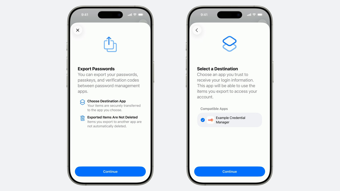 Export Passkeys iOS 26