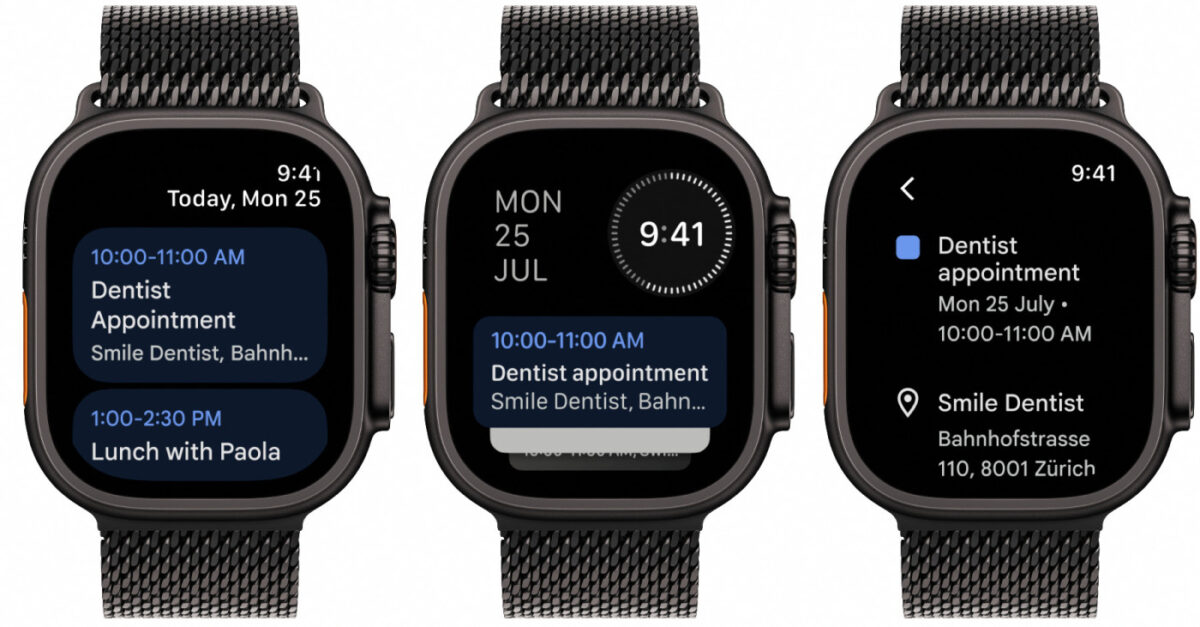 Google Agenda Application Apple Watch