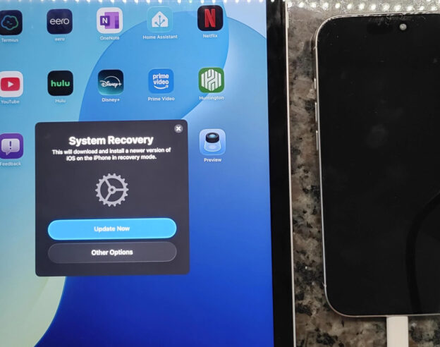 Image iOS 26 propose de restaurer un iPhone sans Mac ou PC