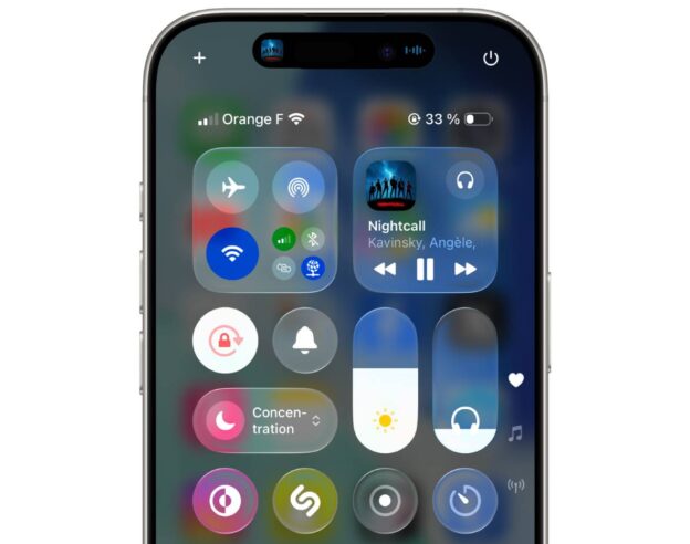Image iOS 26 bêta 2 améliore la lisibilité du centre de contrôle