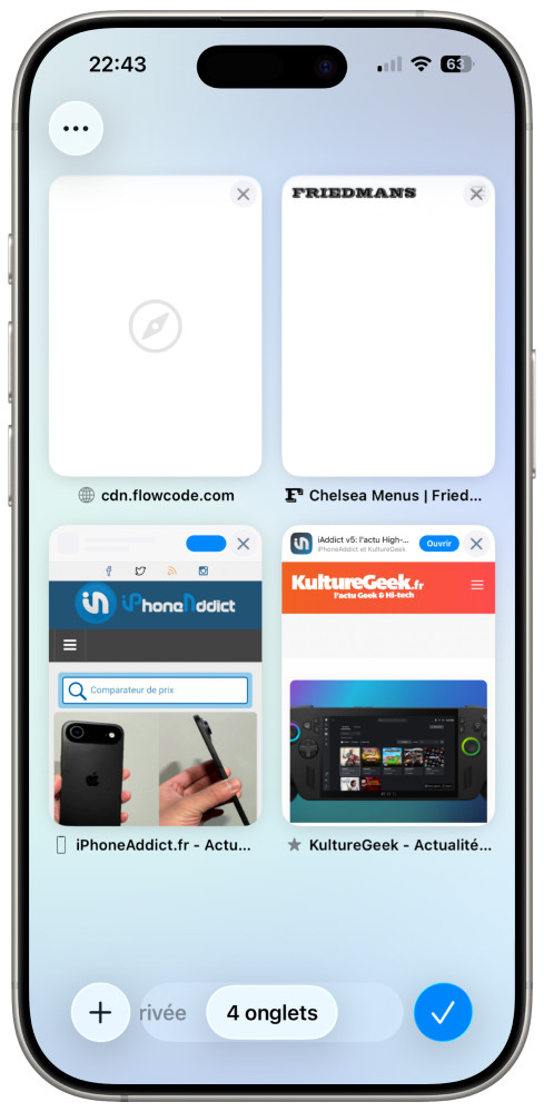 iOS 26 Beta 2 Safari Bouton Nouvel Onglet