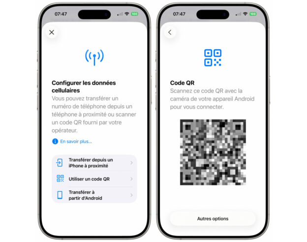 Image iOS 26 propose le transfert d’eSIM entre iPhone et Android