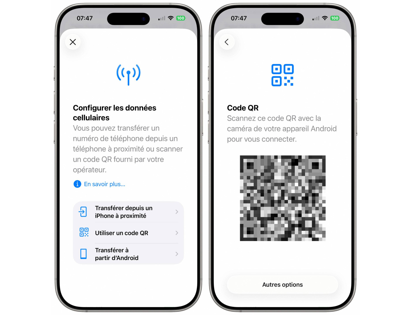 iPhone Transfert eSIM Android iOS 26