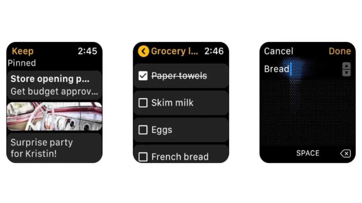 Google Keep Application Apple Watch
