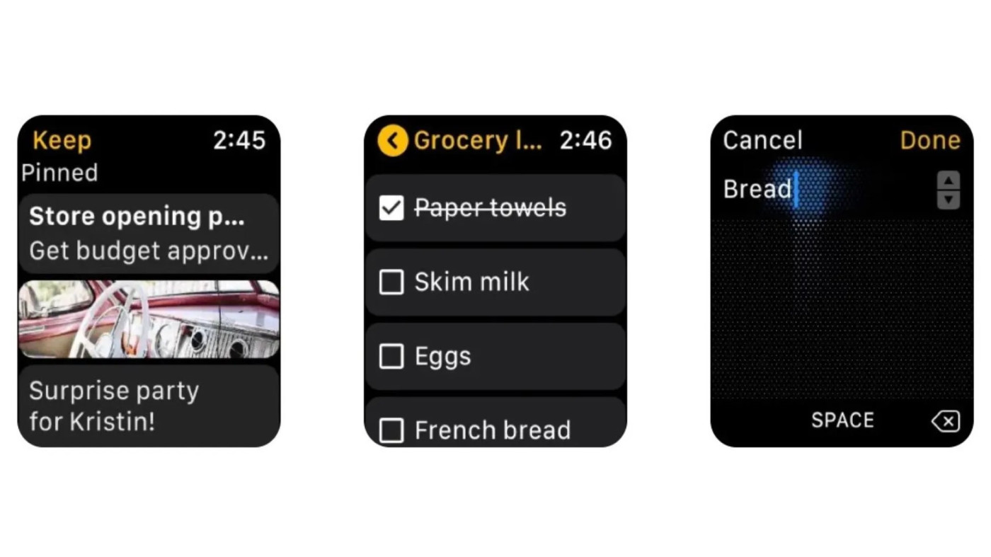 Google Keep Application Apple Watch