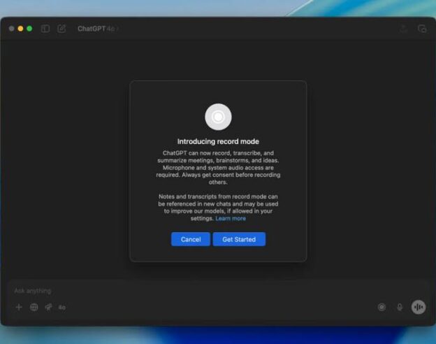 Image OpenAI étend la fonction « Record Mode » aux abonnés ChatGPT Plus sur Mac