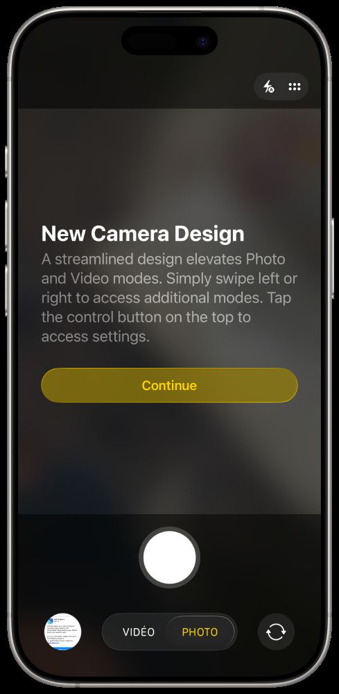 iOS 26 Beta 4 Pop-Up Application Appareil Photo