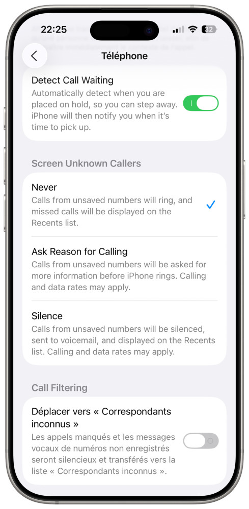 iOS 26 Beta 4 Reglages Telephone