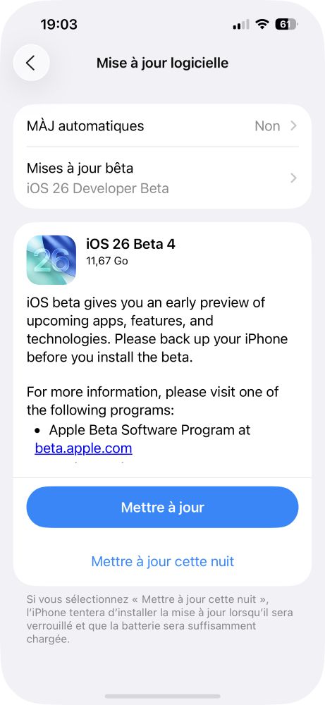 iOS 26 Beta 4 Disponible