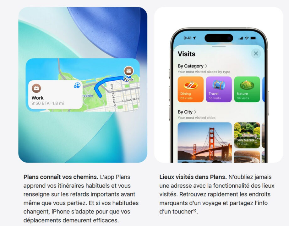 iOS 26 Routes Preferees Lieux Visites