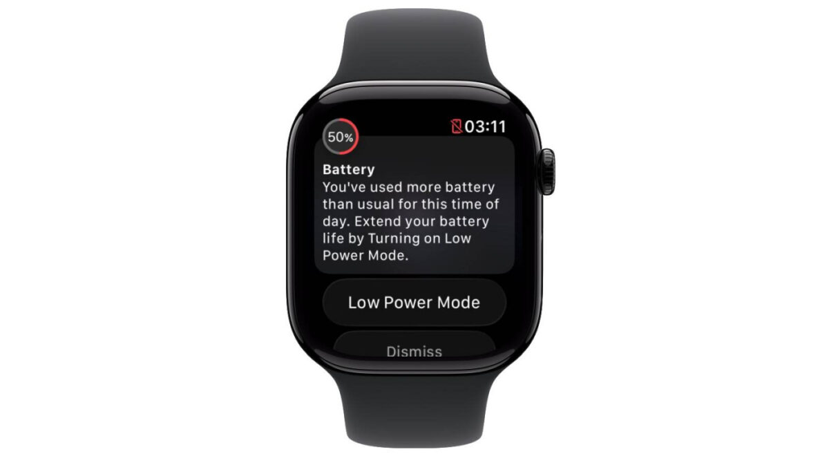 watchOS 26 Alerte Batterie Autonomie Apple Watch