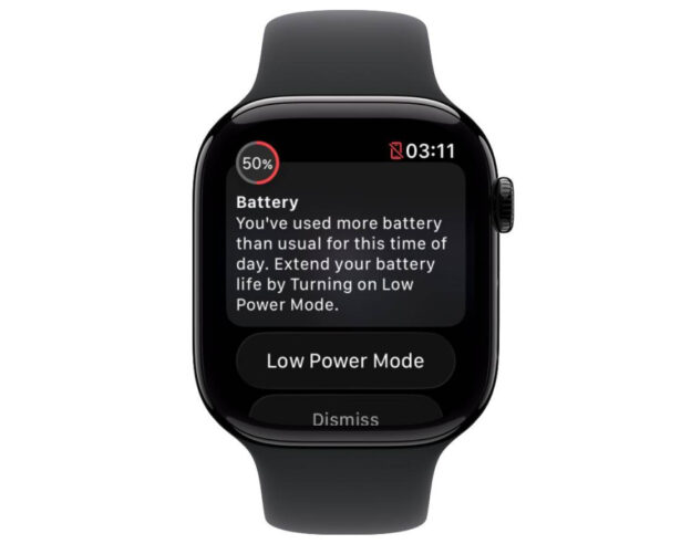 Image Avec watchOS 26, l’Apple Watch prévient si la batterie se vide plus vite que d’habitude