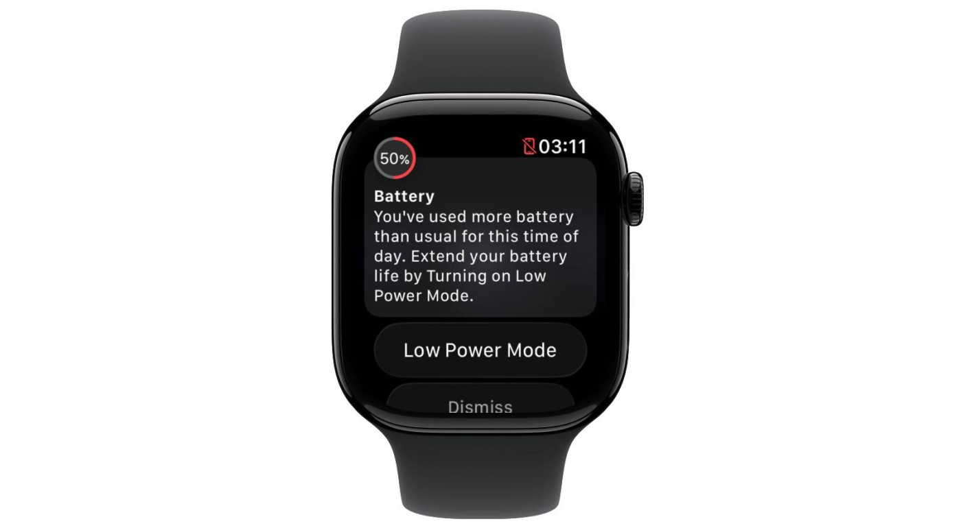 watchOS 26 Alerte Batterie Autonomie Apple Watch