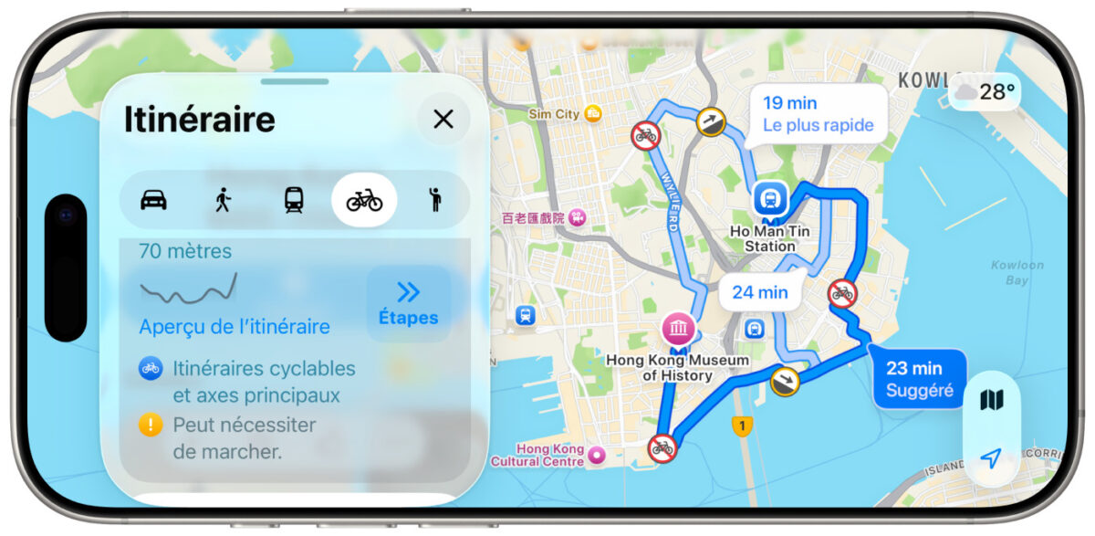 Apple Plans Itineraires Velo Hong Kong